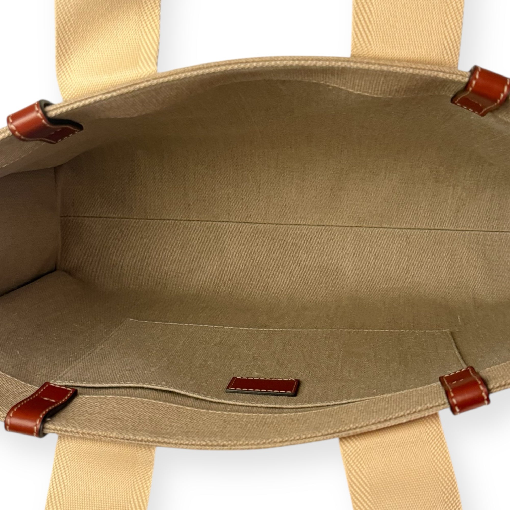 Chloe Linen Calfskin Large Woody Ribbon Tote White Brown